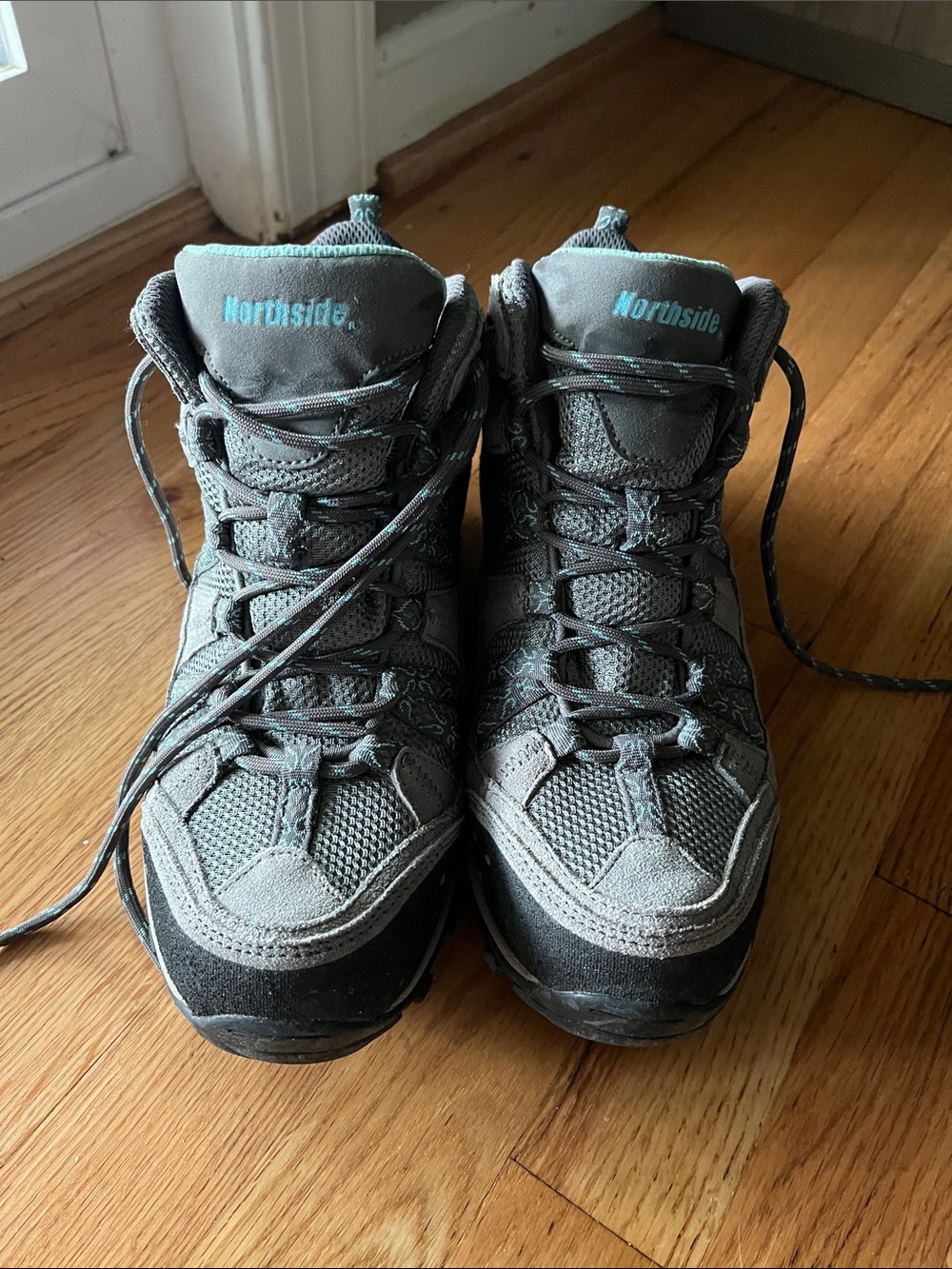 Northside Gray Boots with Teal Accents